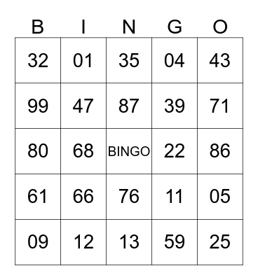 AMNAF GALA NITE 2015 Bingo Card