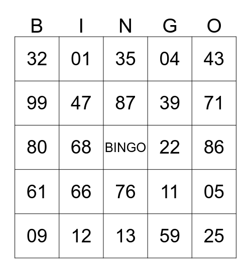 AMNAF GALA NITE 2015 Bingo Card