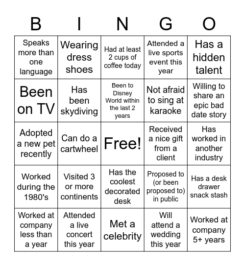 Office Bingo Card