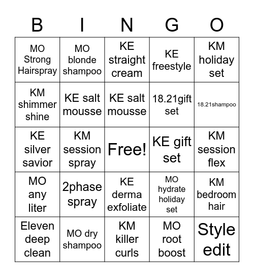 Genesis Holiday Bingo Card