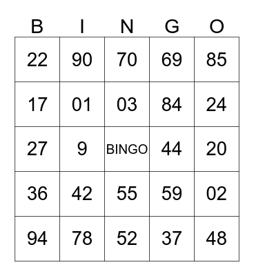 AMNAF GALA NITE 2015 Bingo Card