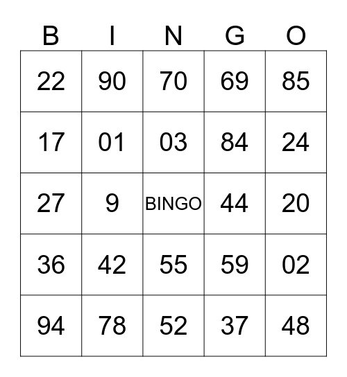 AMNAF GALA NITE 2015 Bingo Card