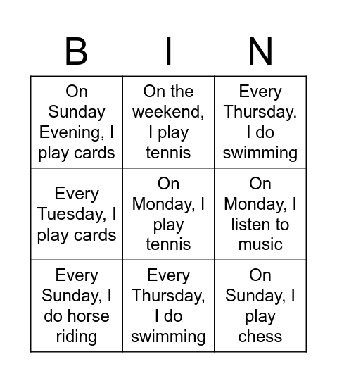 Où habites-tu? Bingo Card