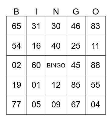 AMNAF GALA NITE 2015 Bingo Card