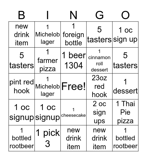 OC Bingo Card