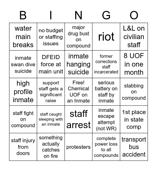 FL DOC Bingo 2023 Bingo Card