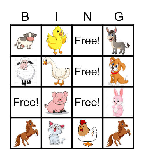 FARM ANIMAL BINGO Card