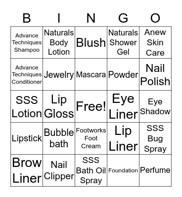 Avon Bingo Card