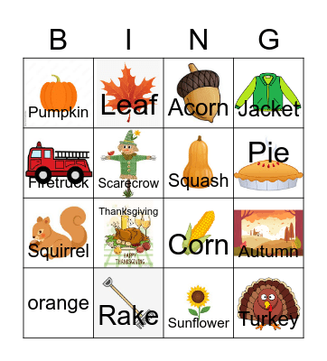 Fall /  Autumn Bingo Card