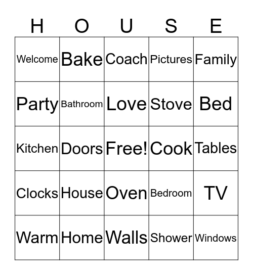 House Bingo Card