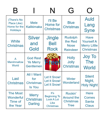 Holiday Songs Bingo Card