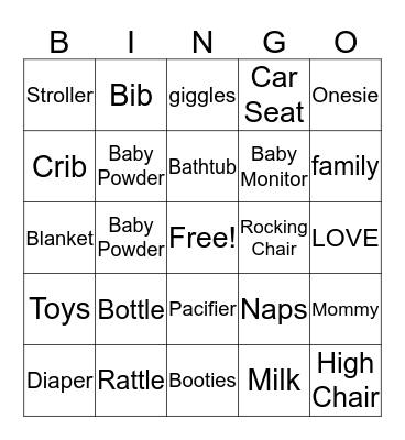 Baby Bingo Card