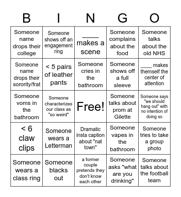 Reunion snitchez Bingo Card