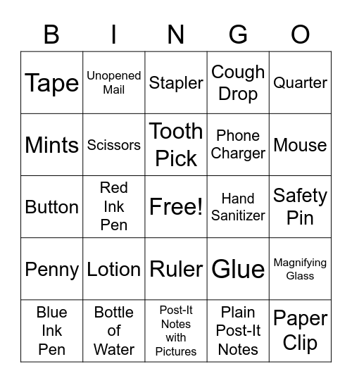 UntitleIn or On My Deskd Bingo Card