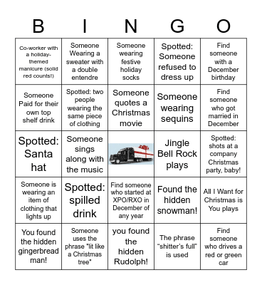 RXO Holiday Party Bingo Card