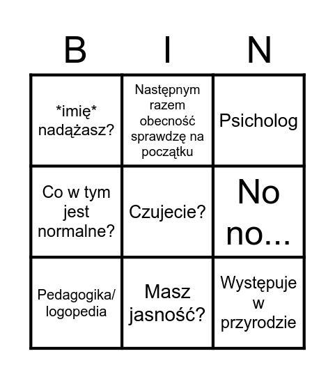 Pjoter bingo Card