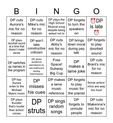 Senior Play Bingo Card