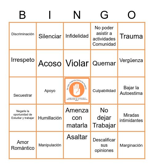 25 de Noviembre Día de la NO Violencia contra la mujer Bingo Card