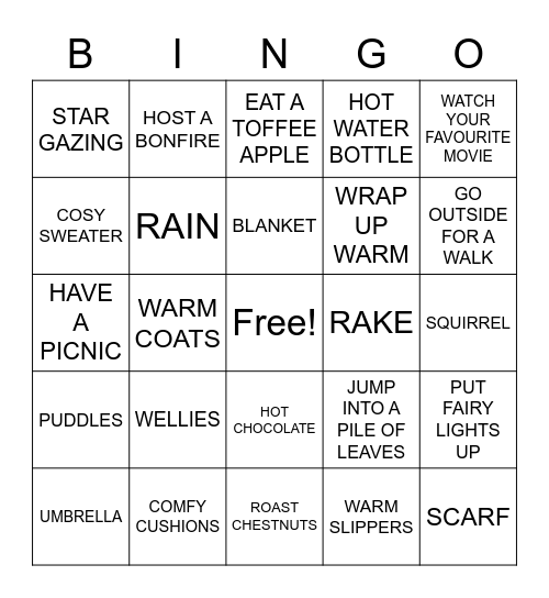 AUTUMN Bingo Card