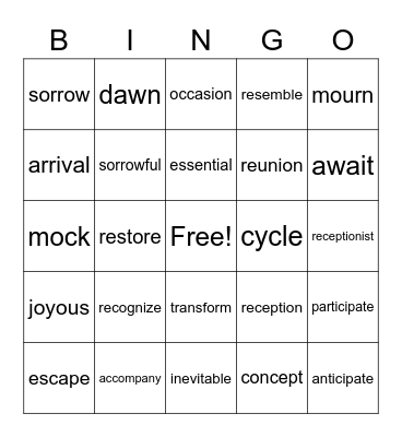 B3L4 voc Bingo Card