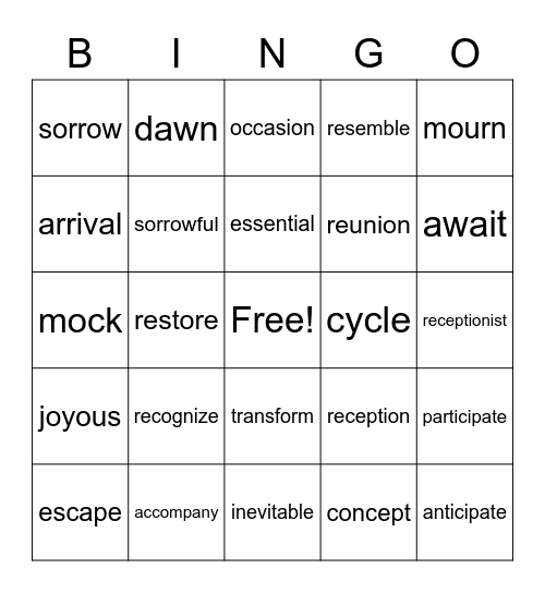 B3L4 voc Bingo Card