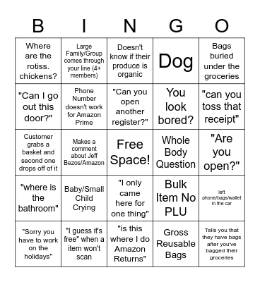 WFM Thanksgiving Bingo Card