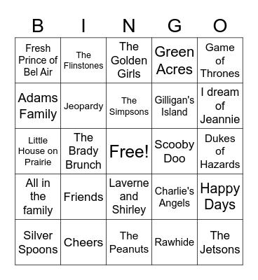 Tv Theme songs Bingo Card