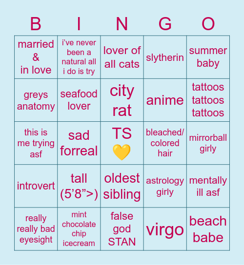 ☀️mo’s bingo🌙 Bingo Card