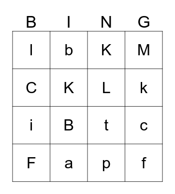 Letter Bingo Card