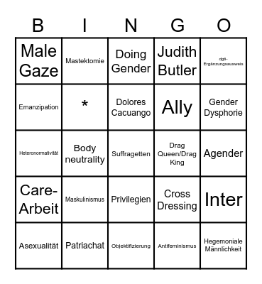 Feministisches Bingo Card