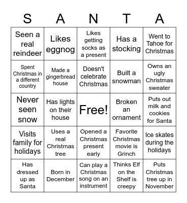 Christmas Bingo Card