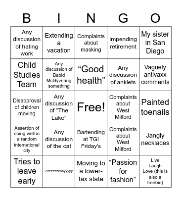 Thanksgiving 2022/2023 Bingo Card