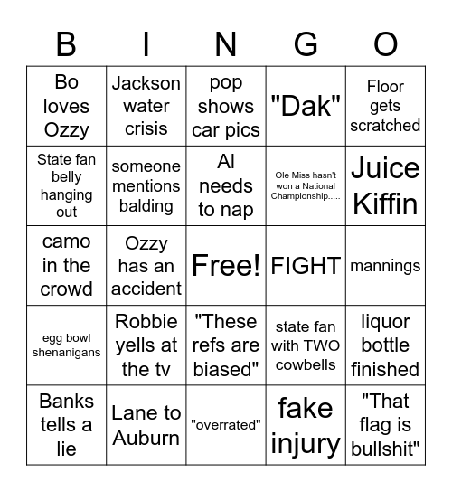 Thanksgiving Bingo Card