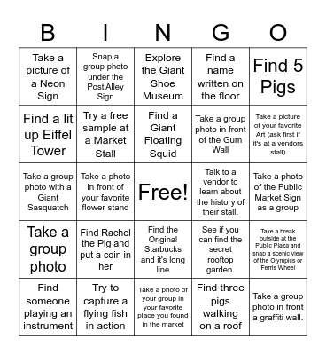Pike Place Market Photo Bingo Card