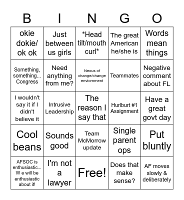 McMorrow Bingo Card