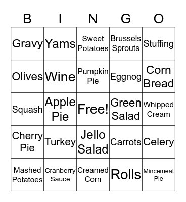 Thanksgiving Bingo Card