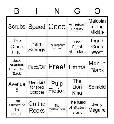 28 - Movies Bingo Card