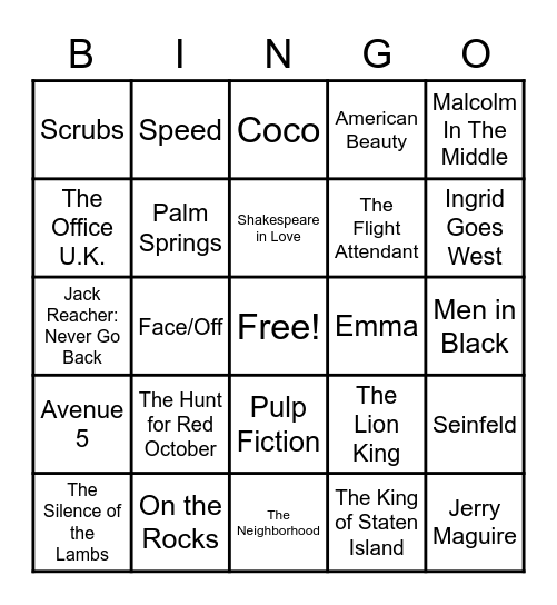 28 - Movies Bingo Card