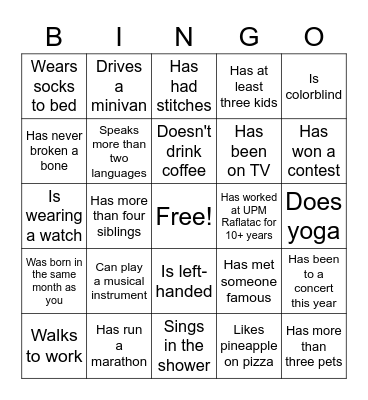 Find someone who... Bingo Card