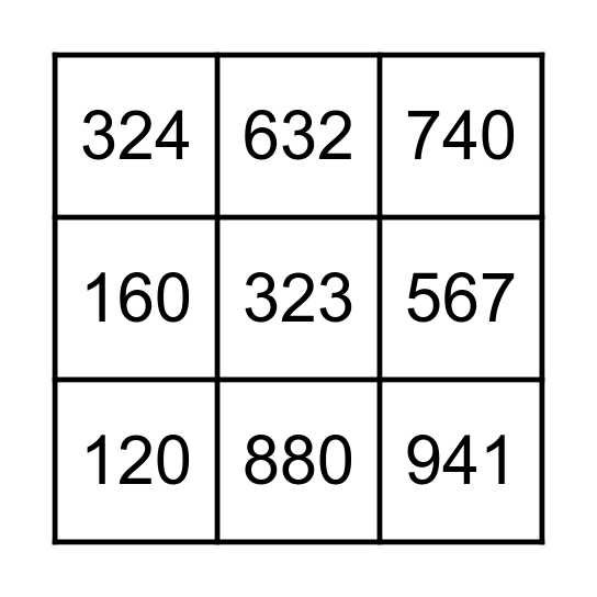 BINGO 100-1000 Bingo Card