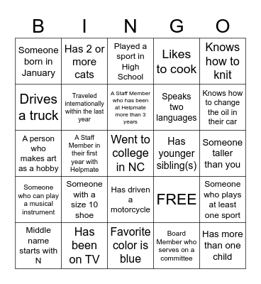 BINGO MIXER Bingo Card