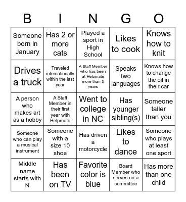 BINGO MIXER Bingo Card