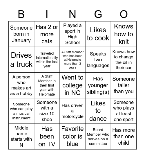 BINGO MIXER Bingo Card