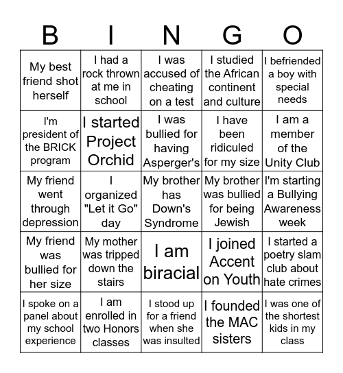 Stop The Hate! Bingo Card