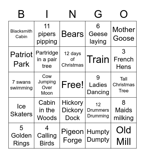 WINTER LIGHTS Bingo Card
