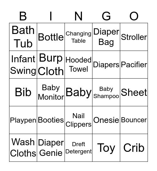 Cortney's Baby Shower Bingo Card
