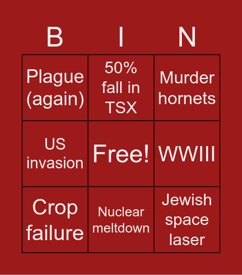 Xavi's Vacation Apocalypse Bingo Card