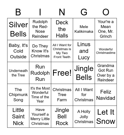 Christmas Singo Bingo Card