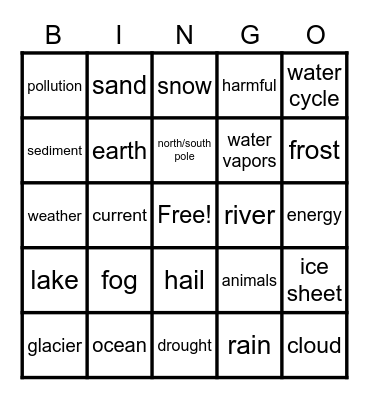 Water Bingo Card
