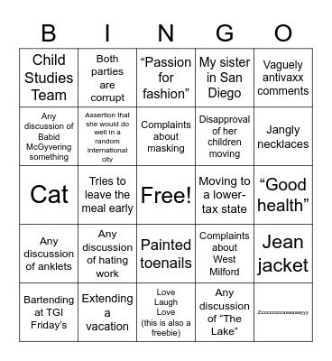 Thanksgiving 2022/2023 Bingo Card
